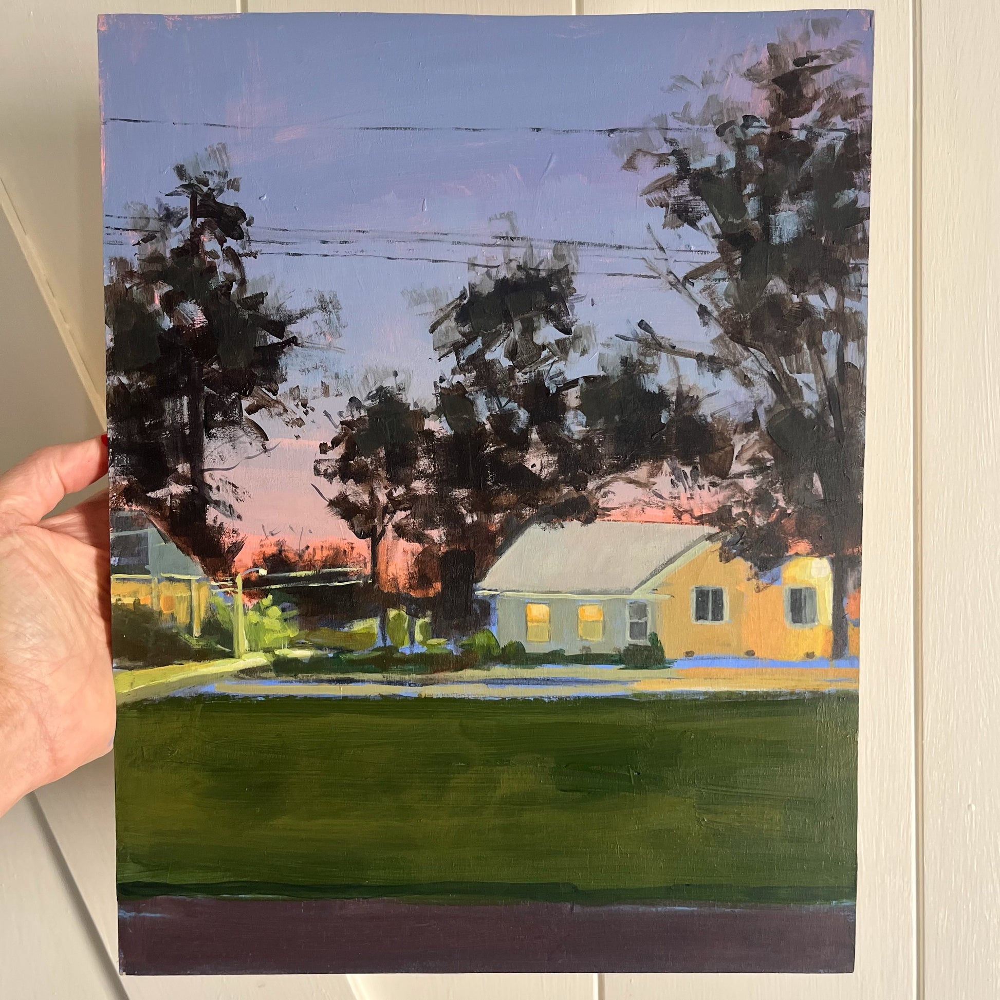 Evening Dog Walk, original animal painting by Maggie Stickney