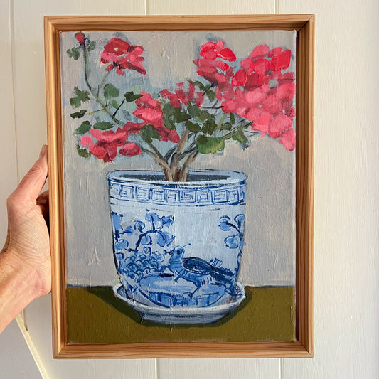Geranium no 1, original painting by Maggie Stickney