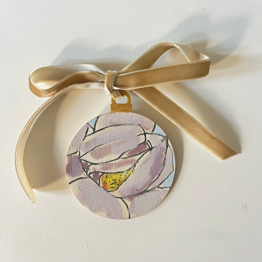 Magnolia no 29 ornament, hand-painted ornament by Maggie Stickney