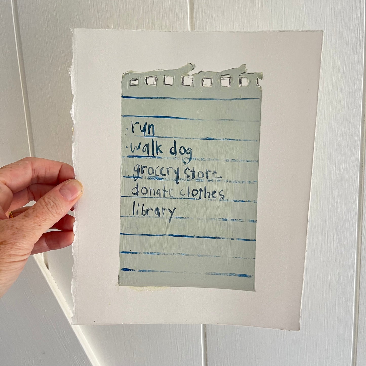 Custom To Do List, original still life painting by Maggie Stickney, detail view 2