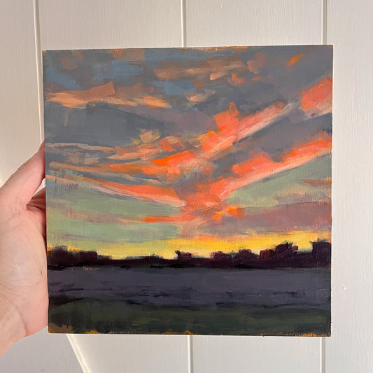 Silverhill Sunset no 1, original night painting by Maggie Stickney