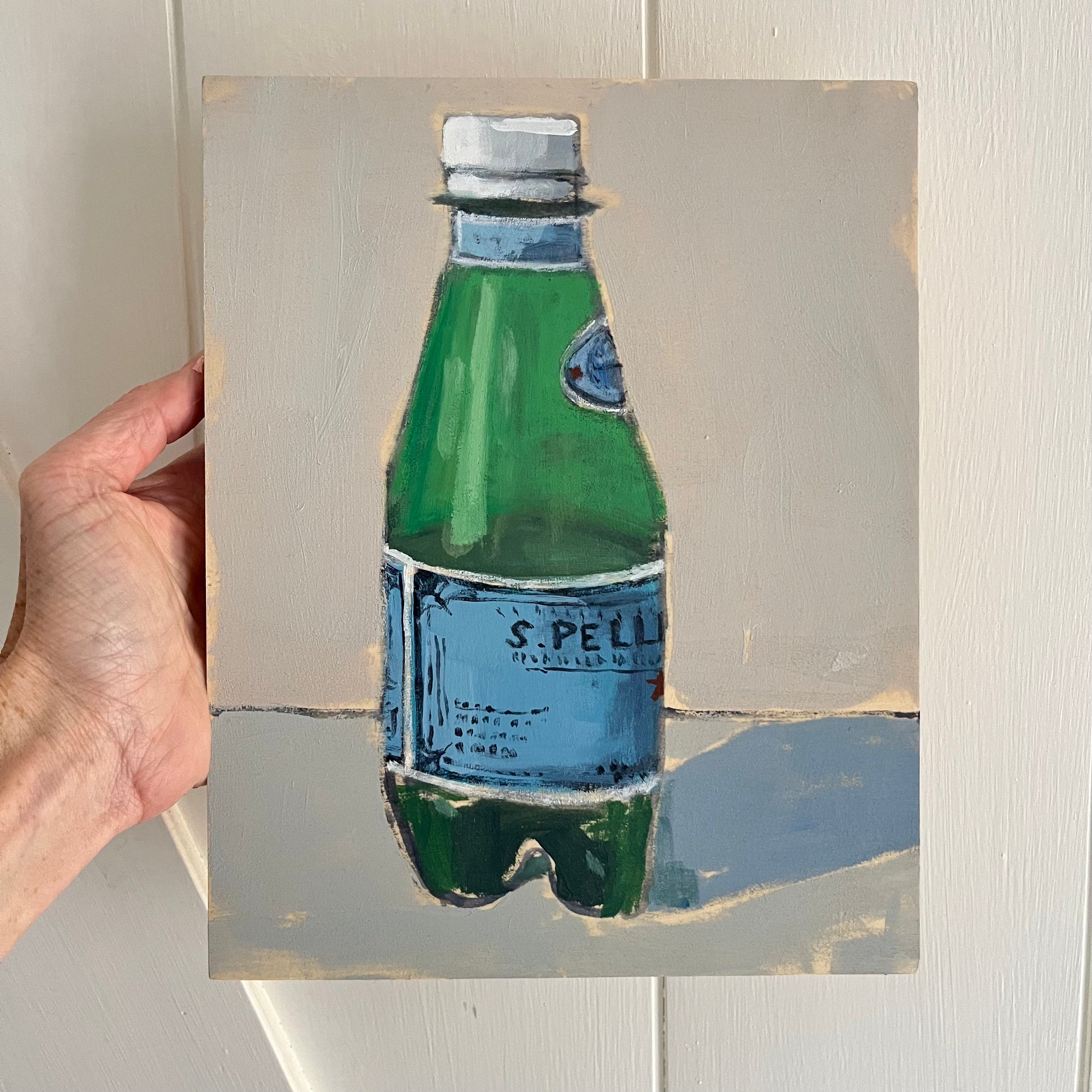Mini Pellegrino, original still life painting by Maggie Stickney