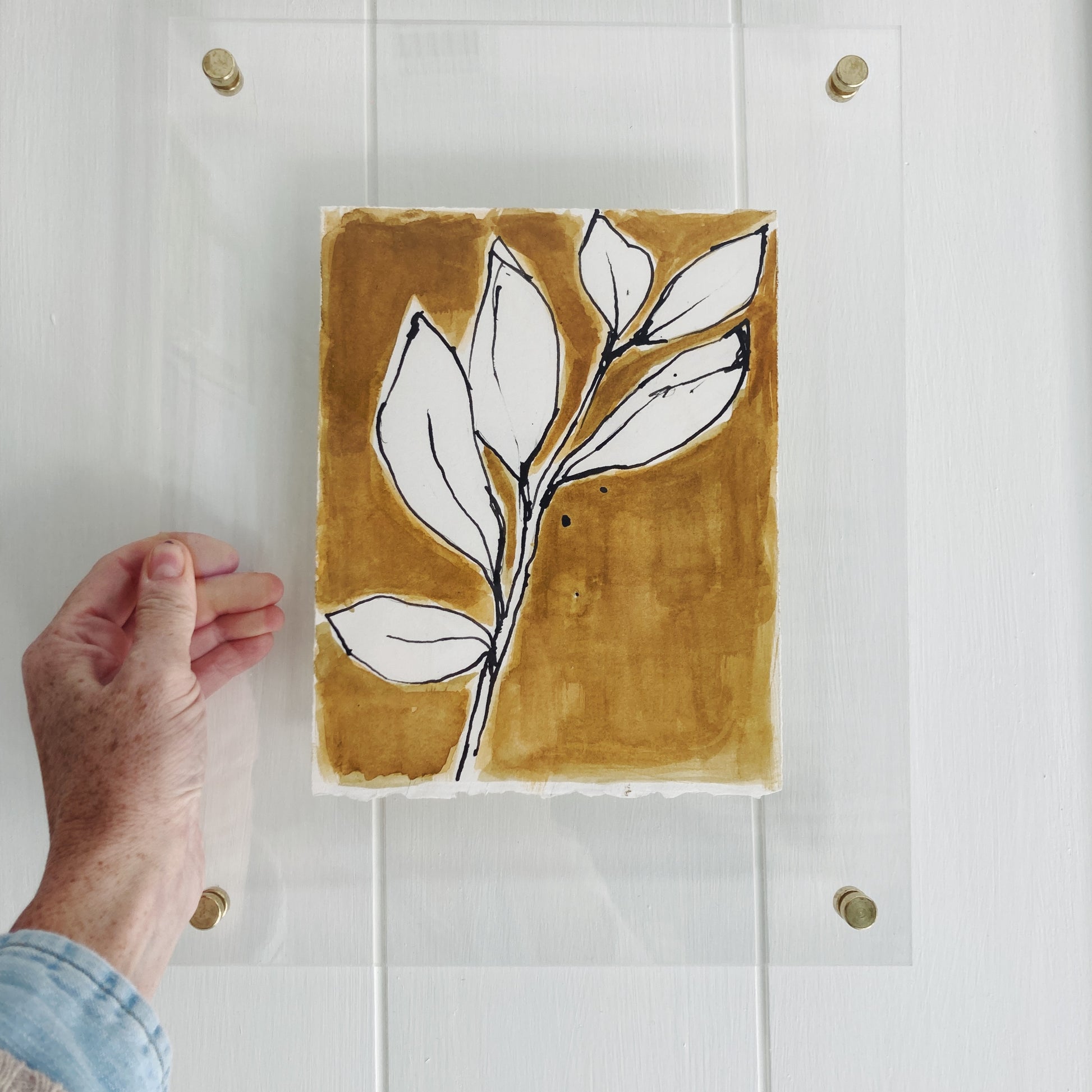 Mustard Zigzag #1, original painting by Maggie Stickney