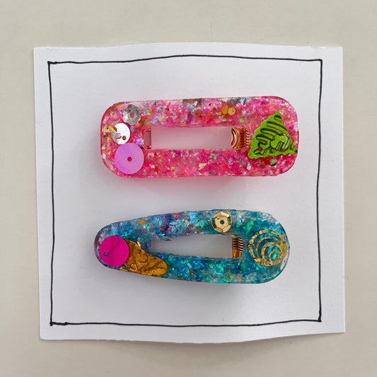 Hair Clip Set no 5, original painting by Maggie Stickney