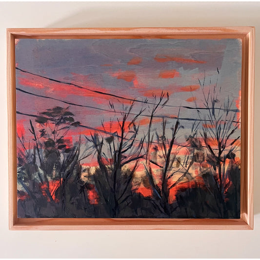 Winter Sunset, original night painting by Maggie Stickney