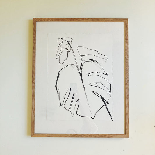 Monstera Ink Study, original painting by Maggie Stickney