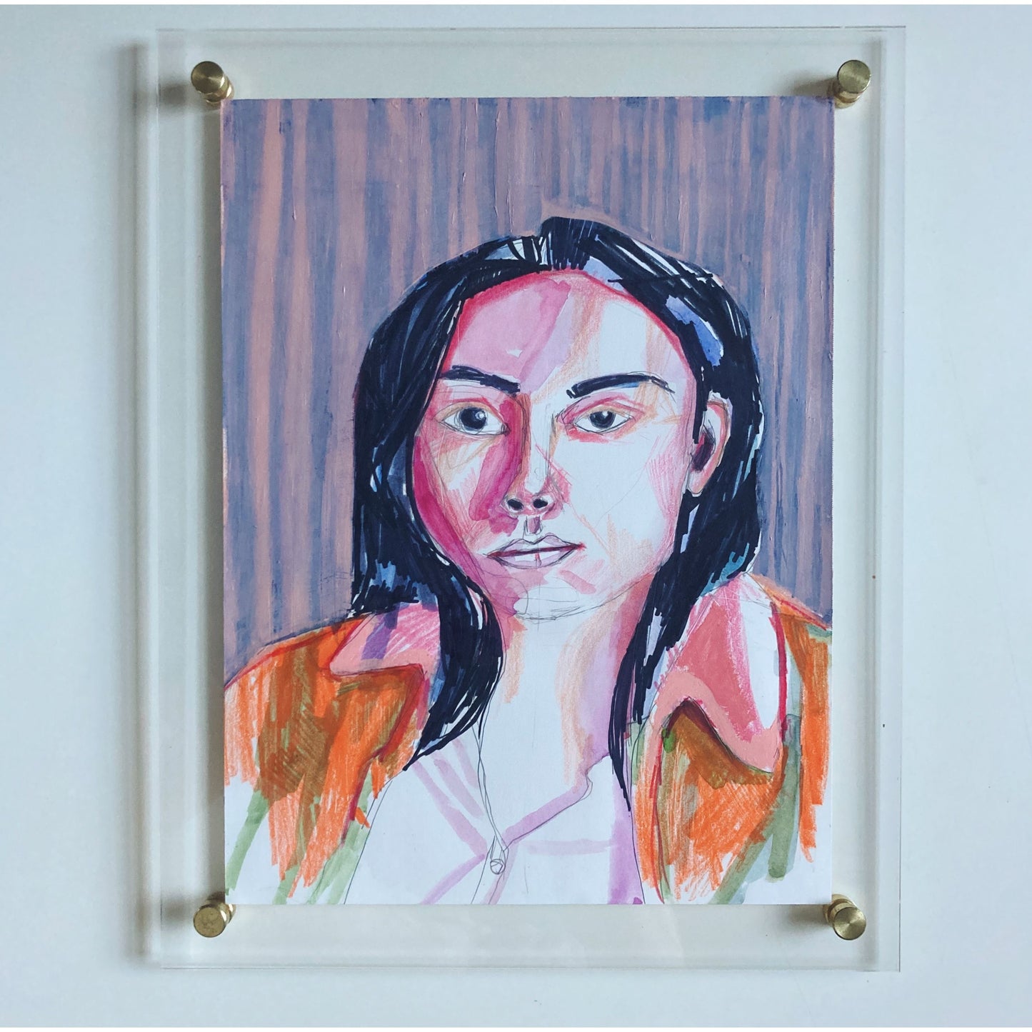 Pink Sherpa Collar, original painting by Maggie Stickney