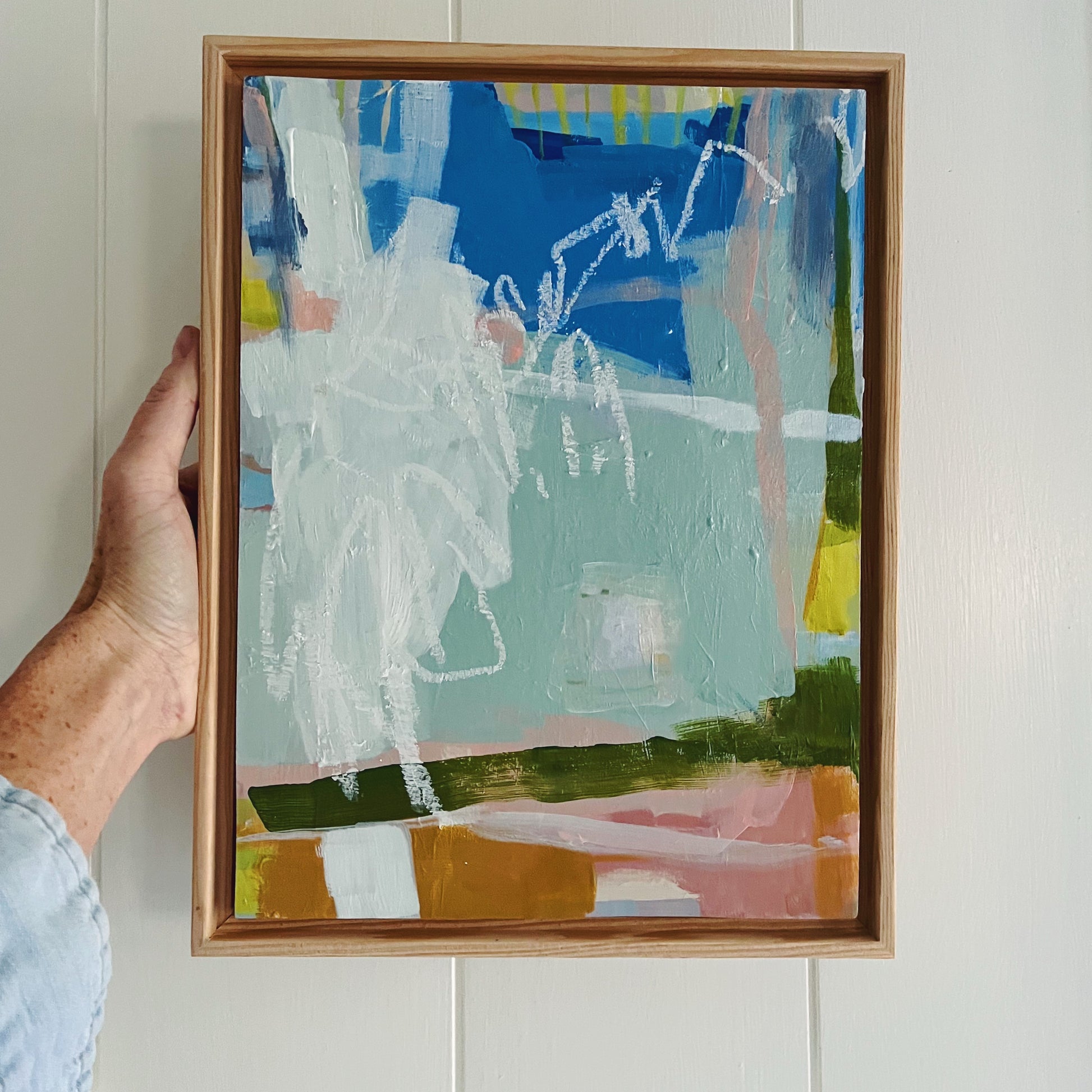 At The Beach, original abstract painting by Maggie Stickney