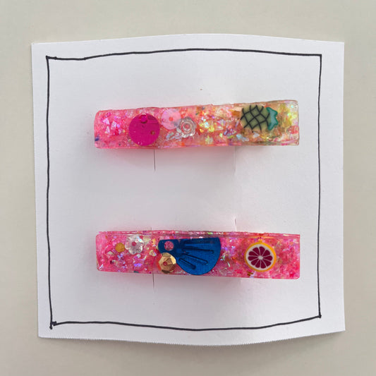 Hair Clip Set no 3, original painting by Maggie Stickney