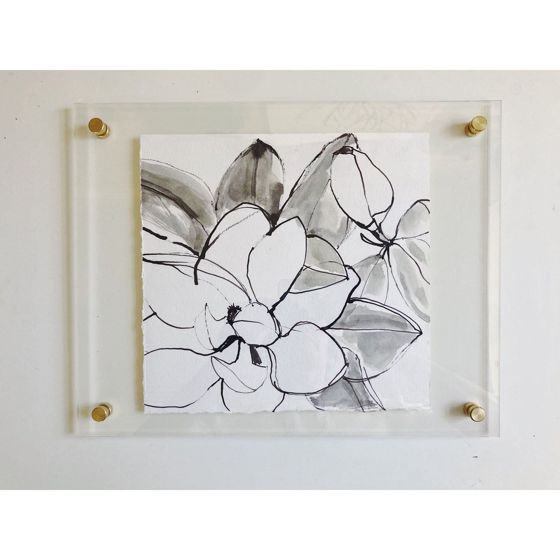 Magnolia Ink Study, original still life painting by Maggie Stickney