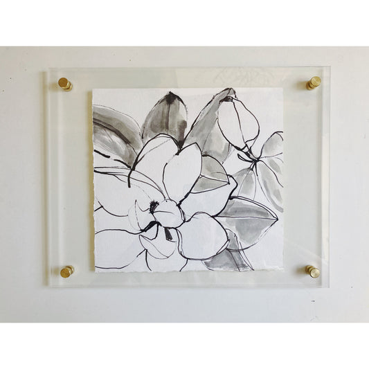 Magnolia Ink Study, original still life painting by Maggie Stickney