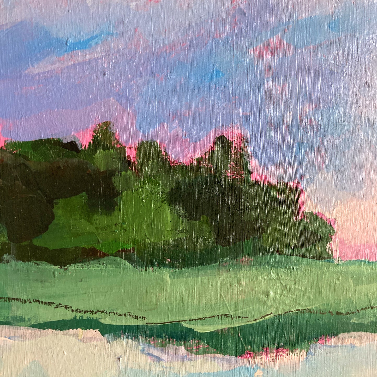Marsh at Sunset, original night painting by Maggie Stickney, detail view 2